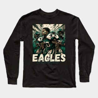 Philadelphia eagles football player graphic design cartoon style beautiful artwork Long Sleeve T-Shirt